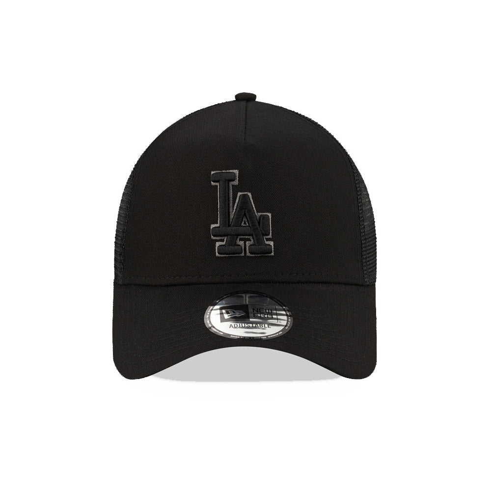 New Era LA Dodgers Tonal Black A-Frame Trucker Cap