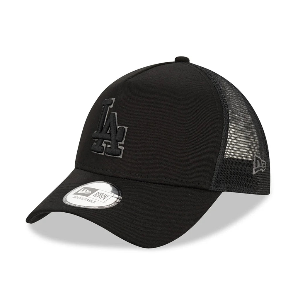 New Era LA Dodgers Tonal Black A-Frame Trucker Cap