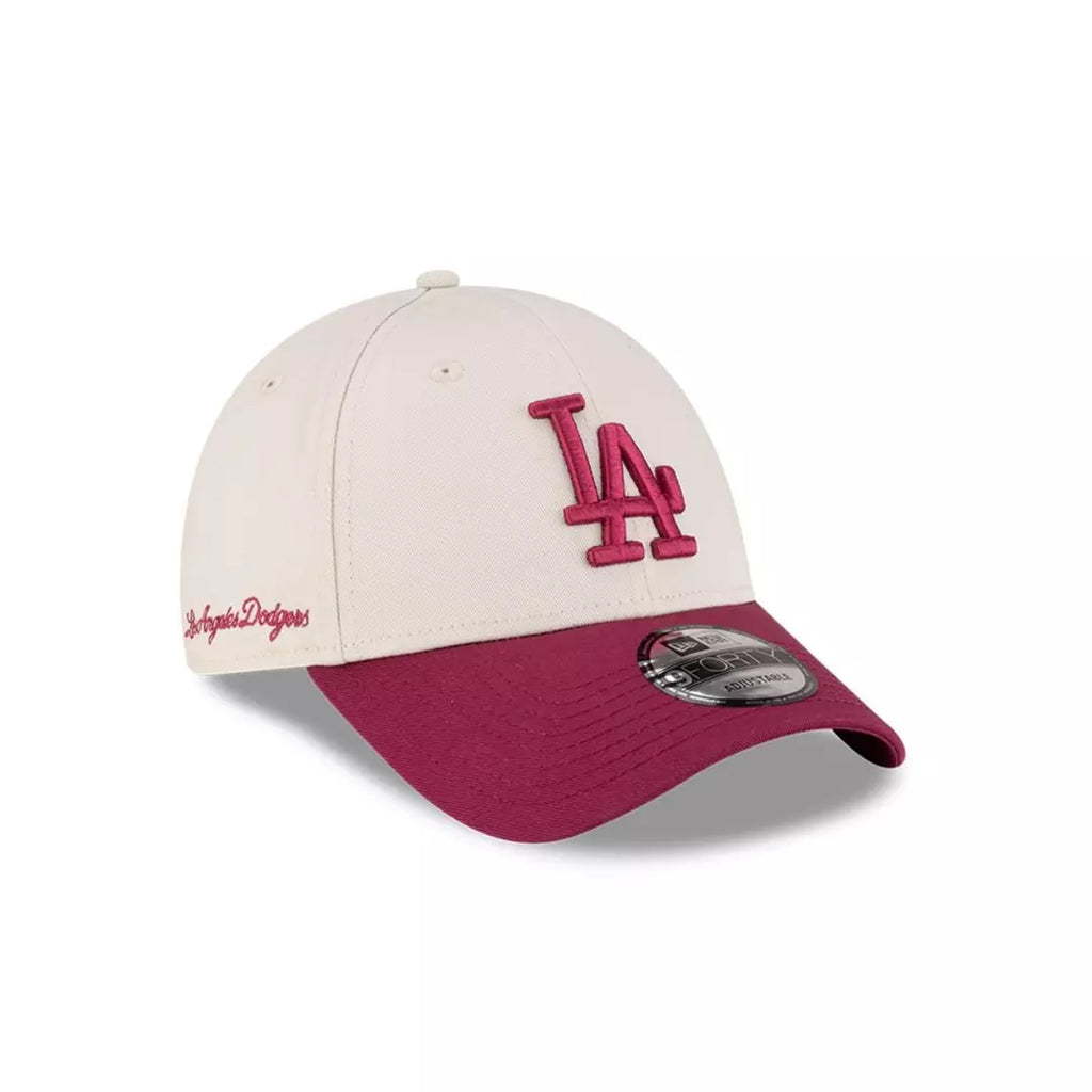 New Era Los Angeles Dodgers MLB Side Script 9FORTY Cap Ivory Red