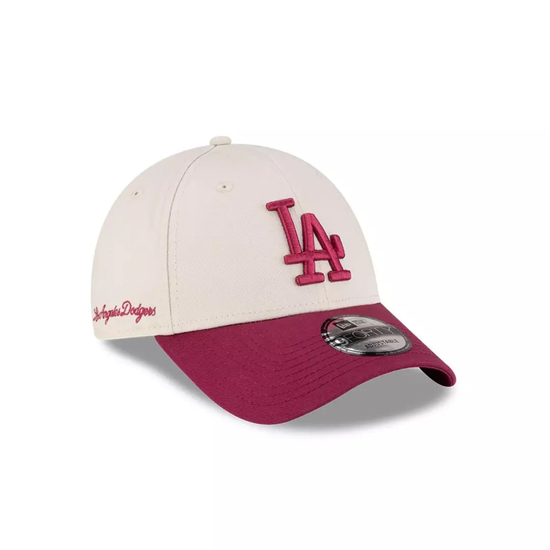 New Era Los Angeles Dodgers MLB Side Script 9FORTY Cap Ivory Red