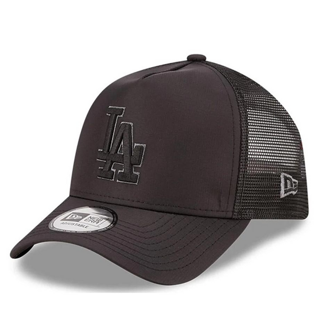 New Era LA Dodgers Tonal Black A-Frame Trucker Cap