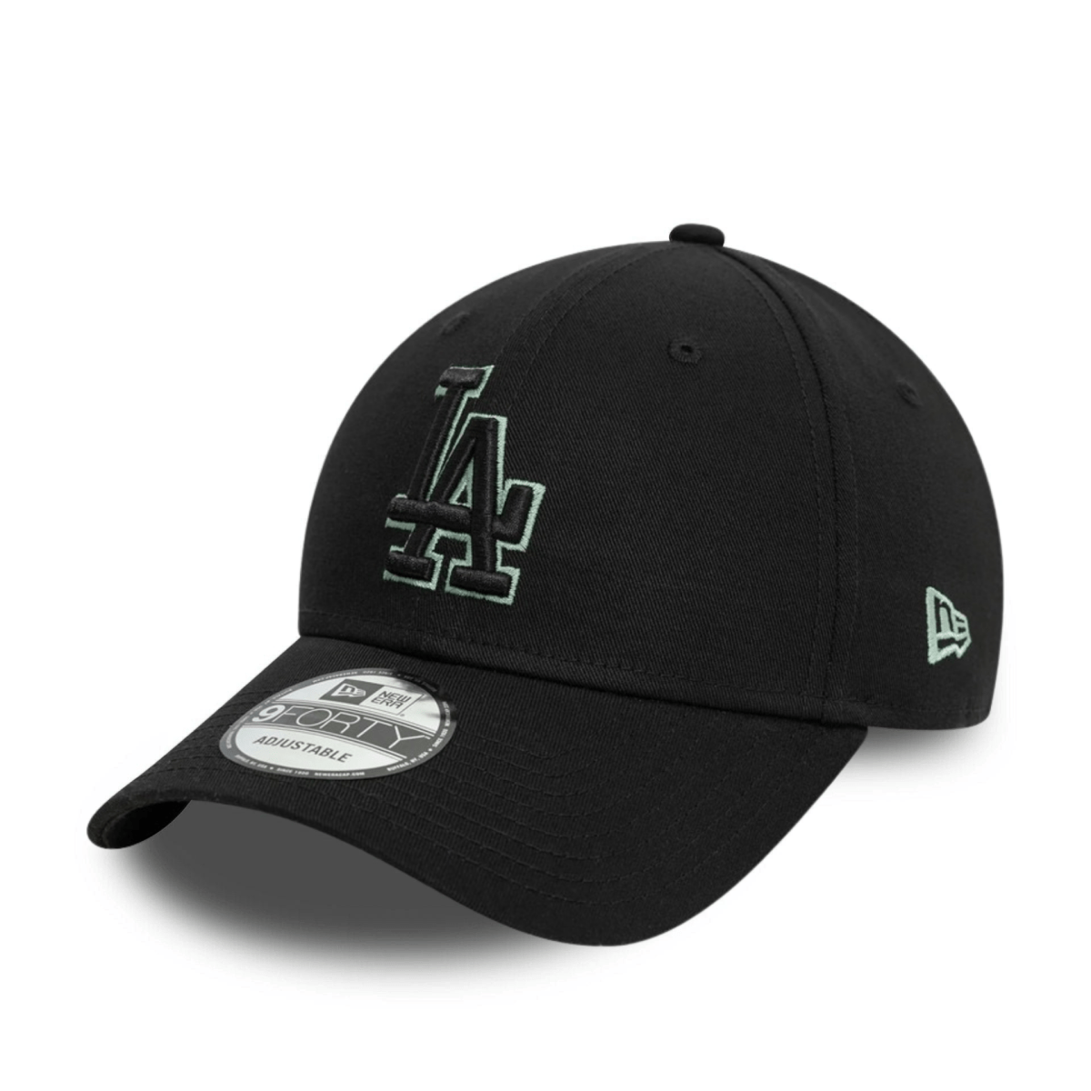 New Era LA Dodgers MLB Team Outline Black 9FORTY Adjustable Cap