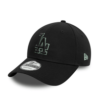 New Era LA Dodgers MLB Team Outline Black 9FORTY Adjustable Cap