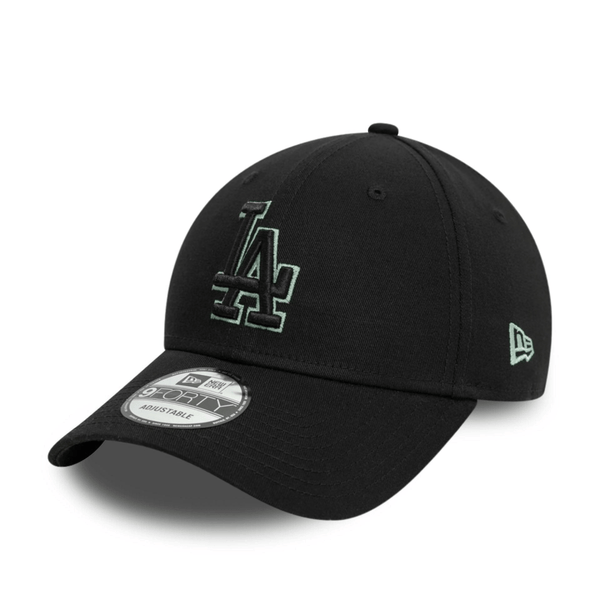 New Era LA Dodgers MLB Team Outline Black 9FORTY Adjustable Cap