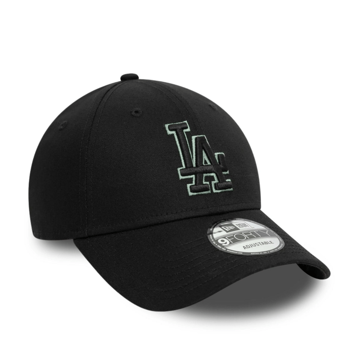 New Era LA Dodgers MLB Team Outline Black 9FORTY Adjustable Cap
