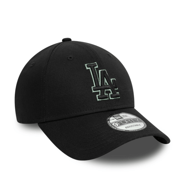 New Era LA Dodgers MLB Team Outline Black 9FORTY Adjustable Cap