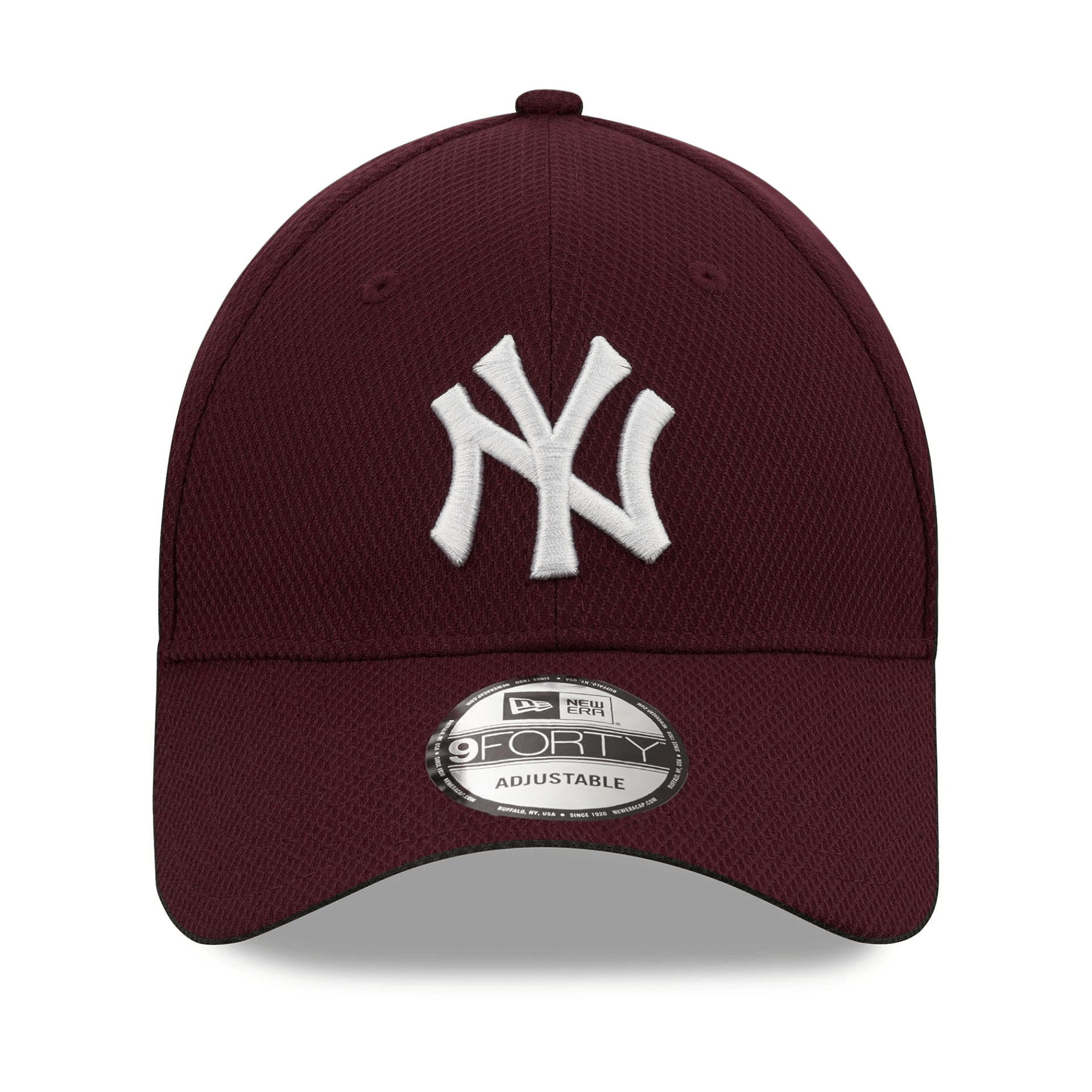 New Era New York Yankees 9FORTY Diamond Burgundy Adjustable Cap League Essential - Cap On