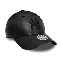New Era New York Yankees Leather Black 9FORTY Adjustable Cap - Cap On