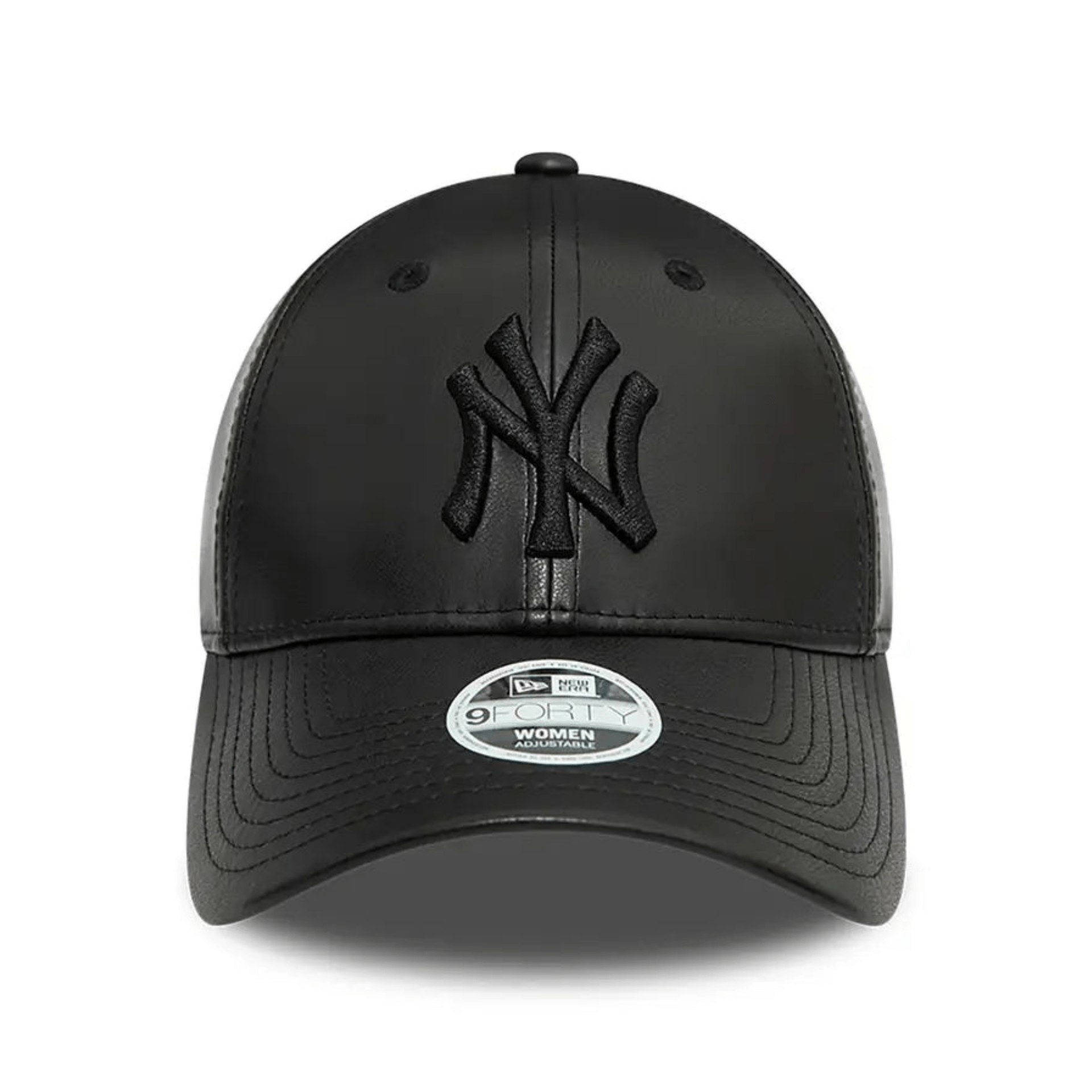 New Era New York Yankees Leather Black 9FORTY Adjustable Cap - Cap On