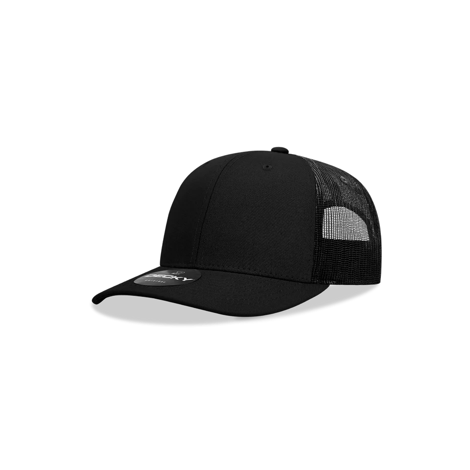 Decky 5019 - Youth 6 Panel Mid Profile Structured Cotton Trucker, Kids Classic Trucker Hat - Cap On