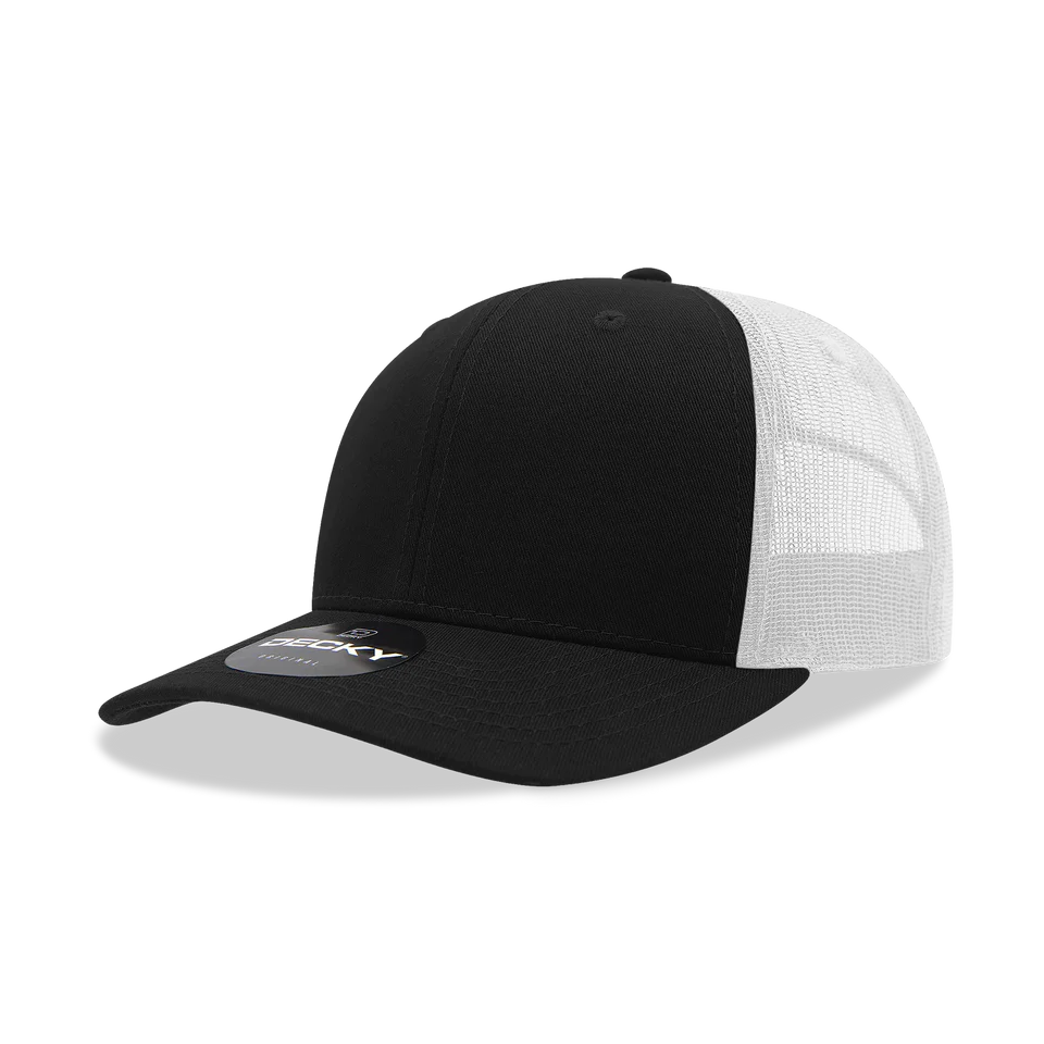 Decky 6021 - Classic Trucker Hat, 6 Panel Mid Profile Trucker Cap - Cap On