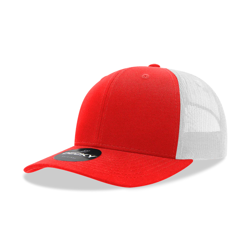 Decky 6021 - Classic Trucker Hat, 6 Panel Mid Profile Trucker Cap - Cap On