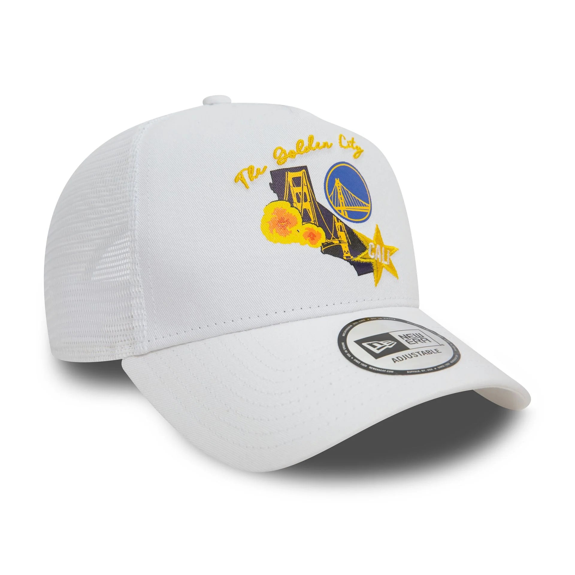 New Era Golden State Warriors NBA Team Logo White A-Frame Trucker Cap