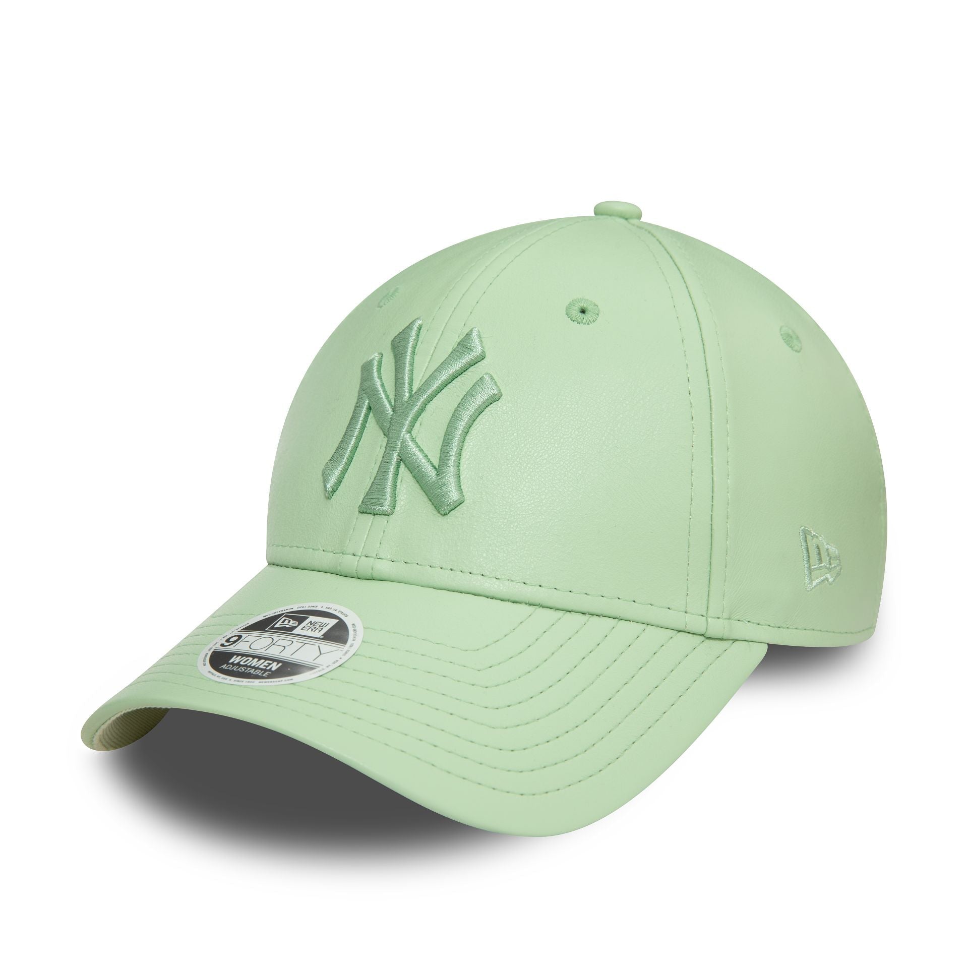New Era New York Yankees Womens Pu Leather Green 9FORTY Adjustable Cap - Cap On