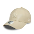 New Era New York Yankees Womens Midi PU Light Beige 9FORTY Adjustable Cap