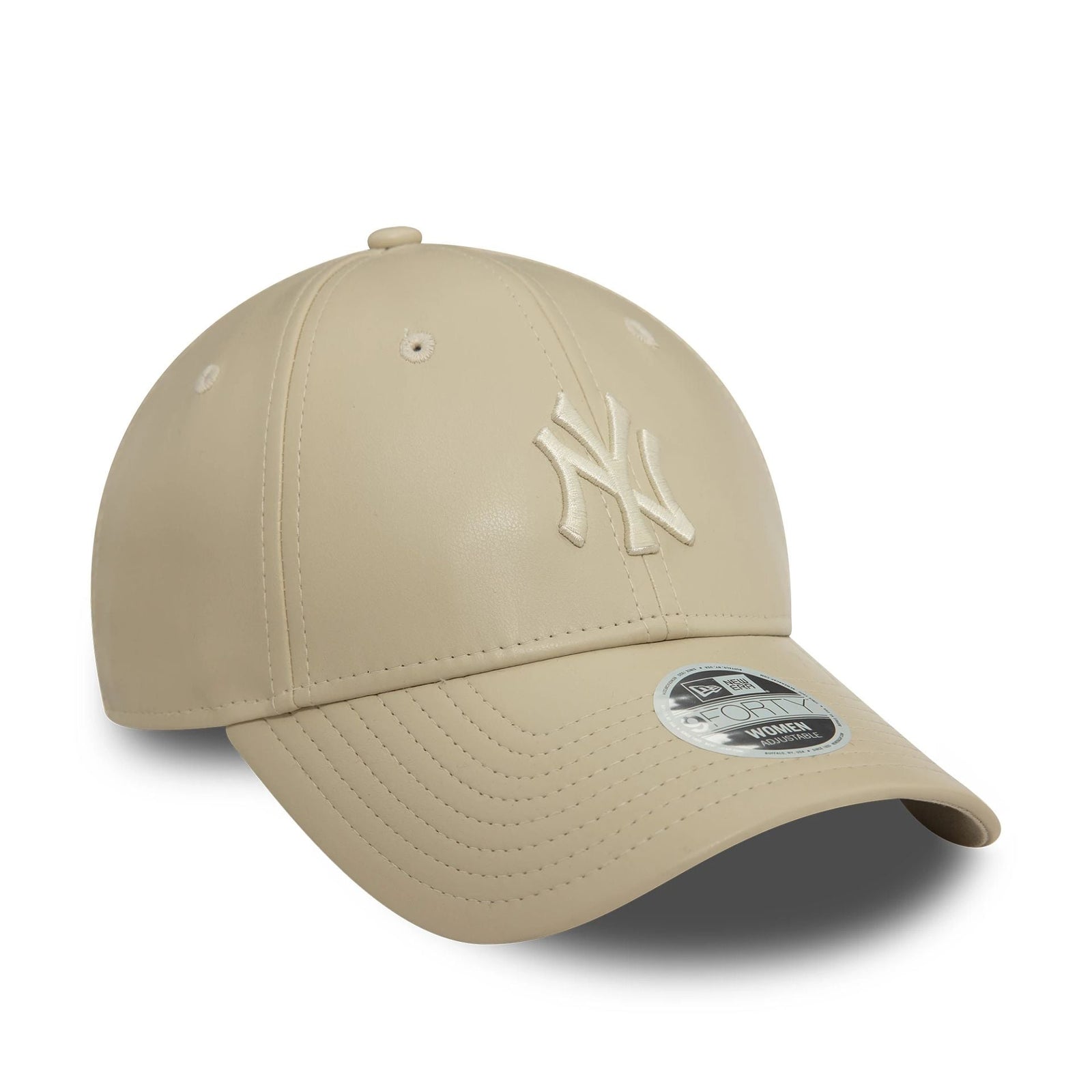 New Era New York Yankees Womens Midi PU Light Beige 9FORTY Adjustable Cap