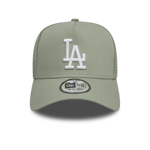 New Era LA Dodgers League Essential Pastel Green 9FORTY A-Frame Trucker Adjustable Cap - Cap On