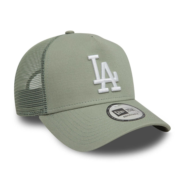 New Era LA Dodgers League Essential Pastel Green 9FORTY A-Frame Trucker Adjustable Cap - Cap On