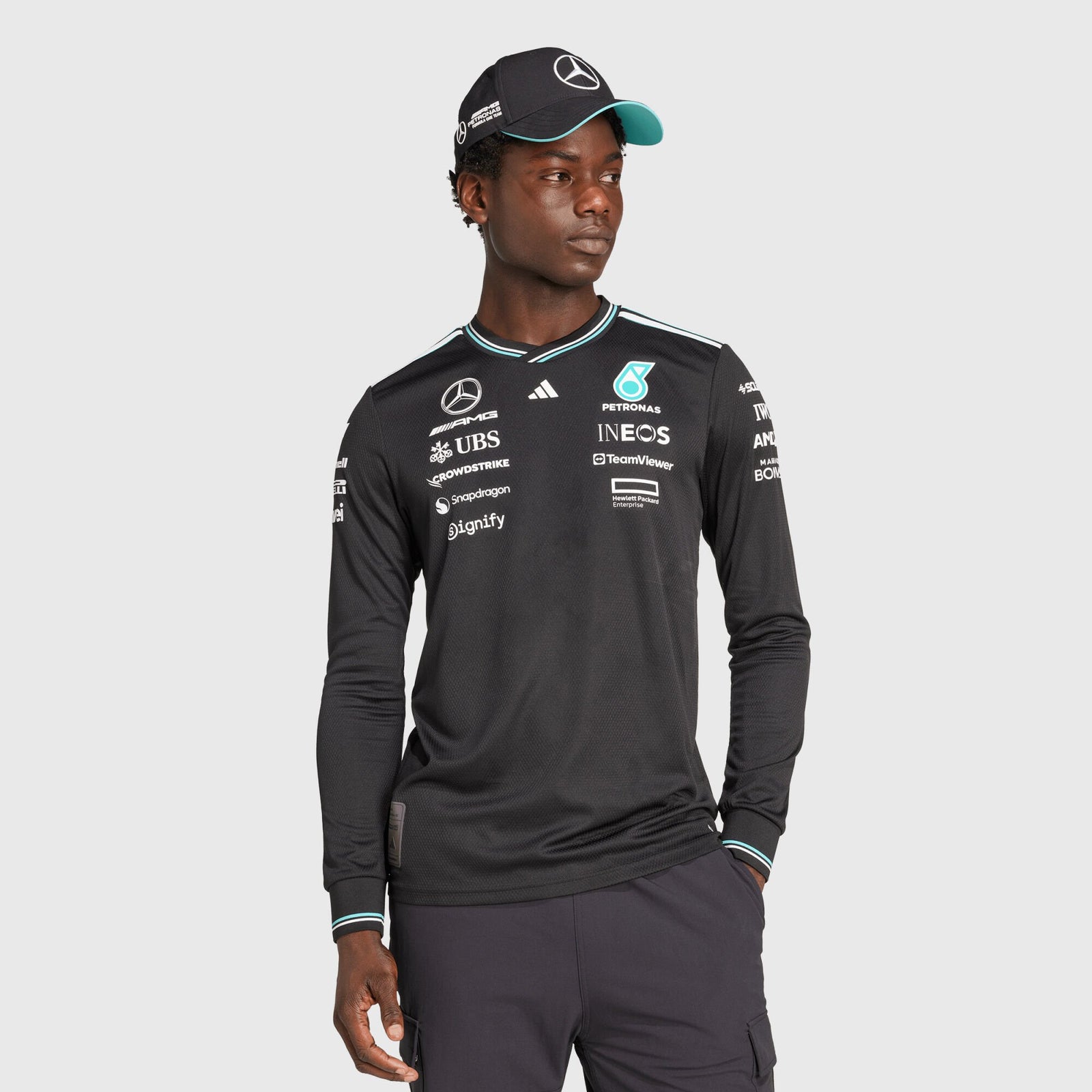 Mercedes-AMG F1 adidas 2025 Authentic Long Sleeve Driver T-shirt