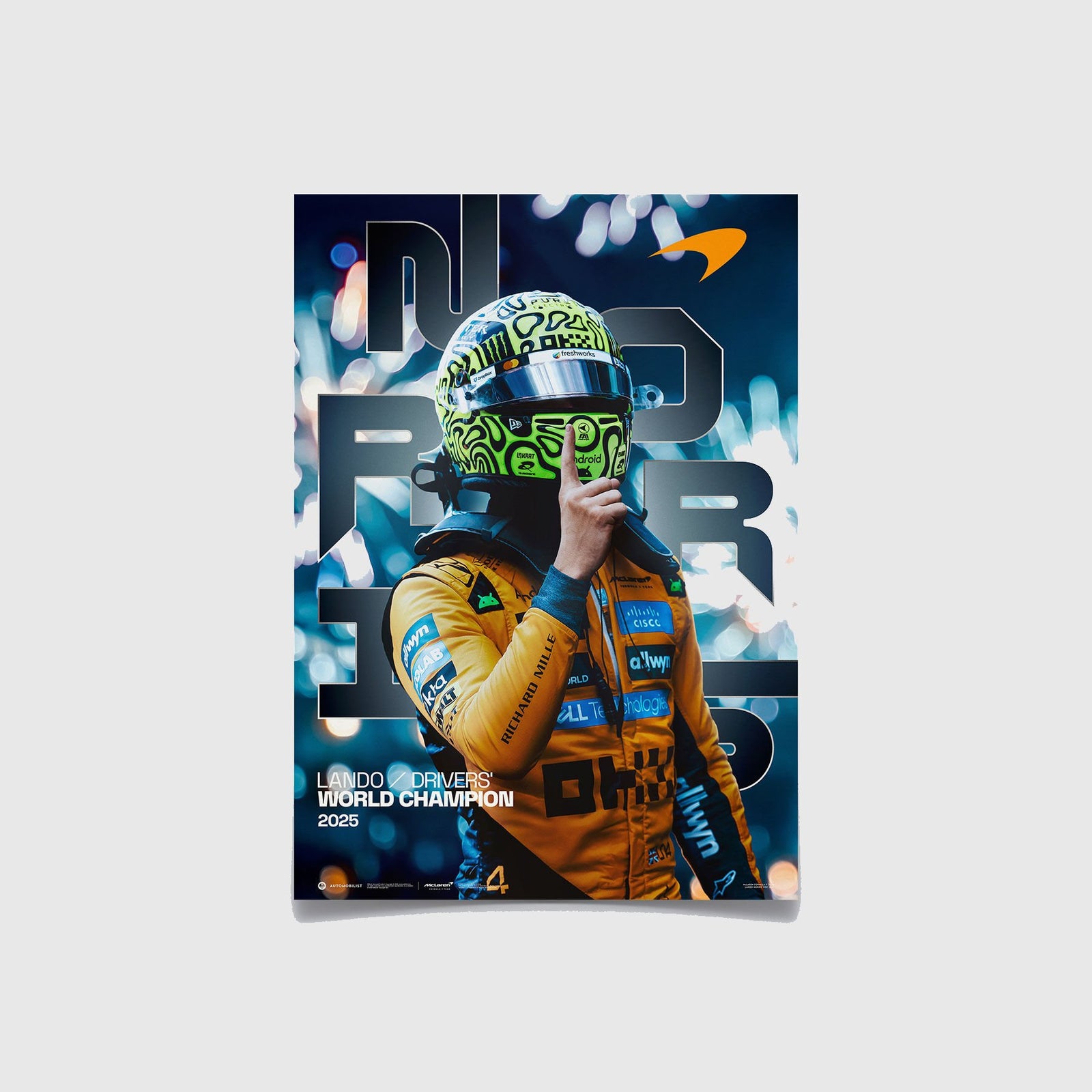 McLaren F1 2025 Lando Norris Drivers' World Champion Official Poster