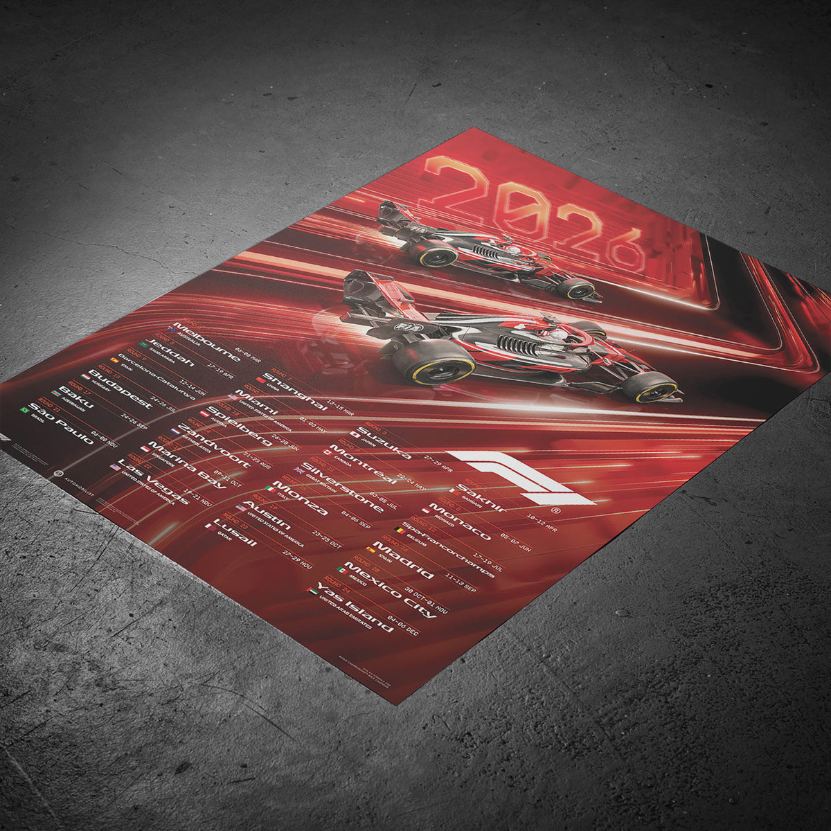 F1 Collection F1 2026 Calendar Poster