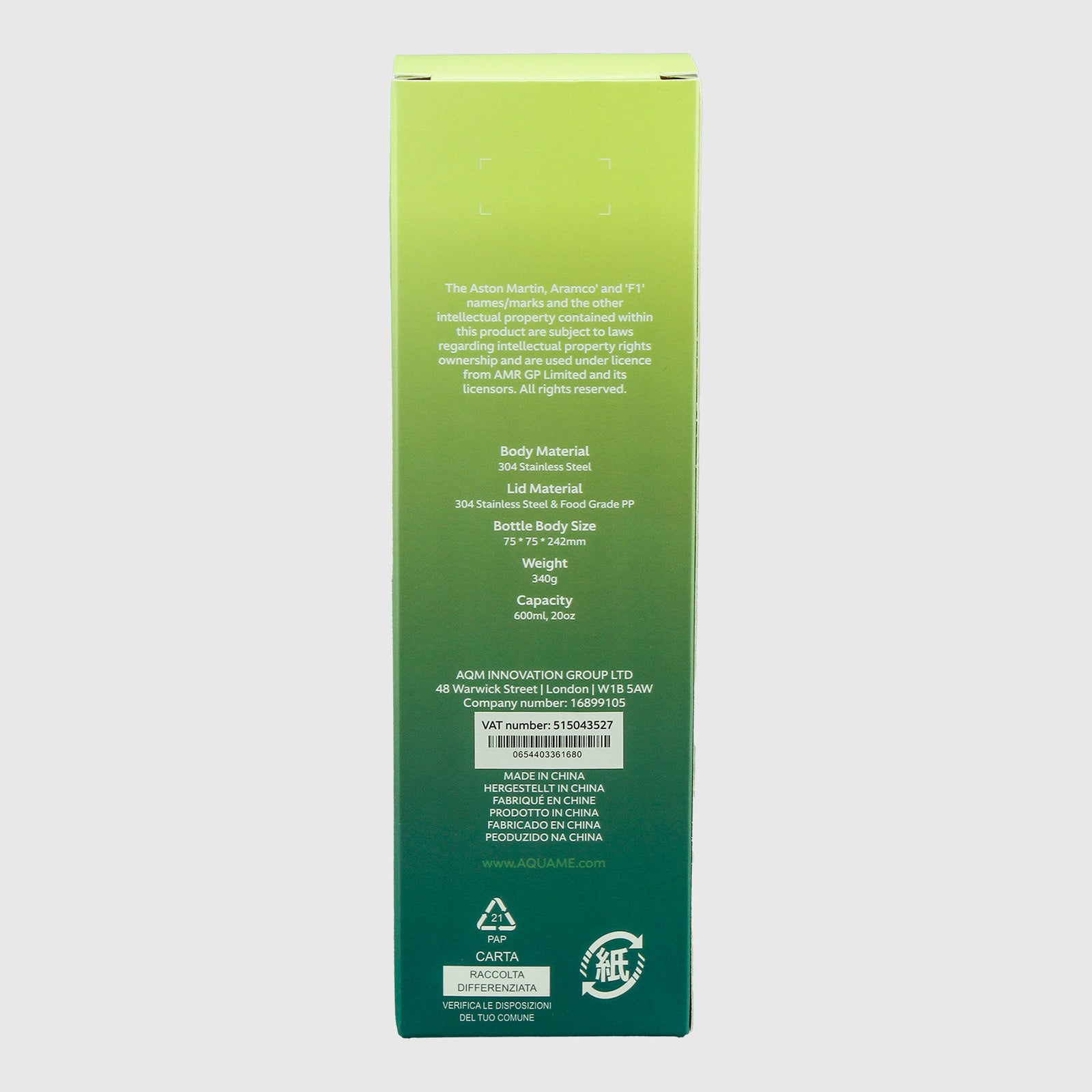 Aston Martin F1 Team Team Official Water Bottle