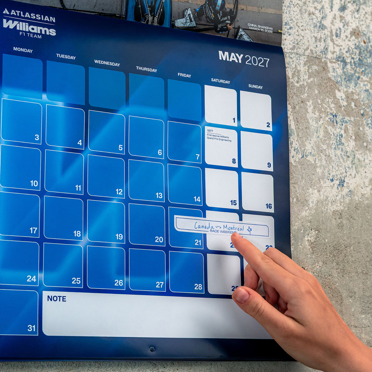 Williams Racing 2027 Official Team Calendar
