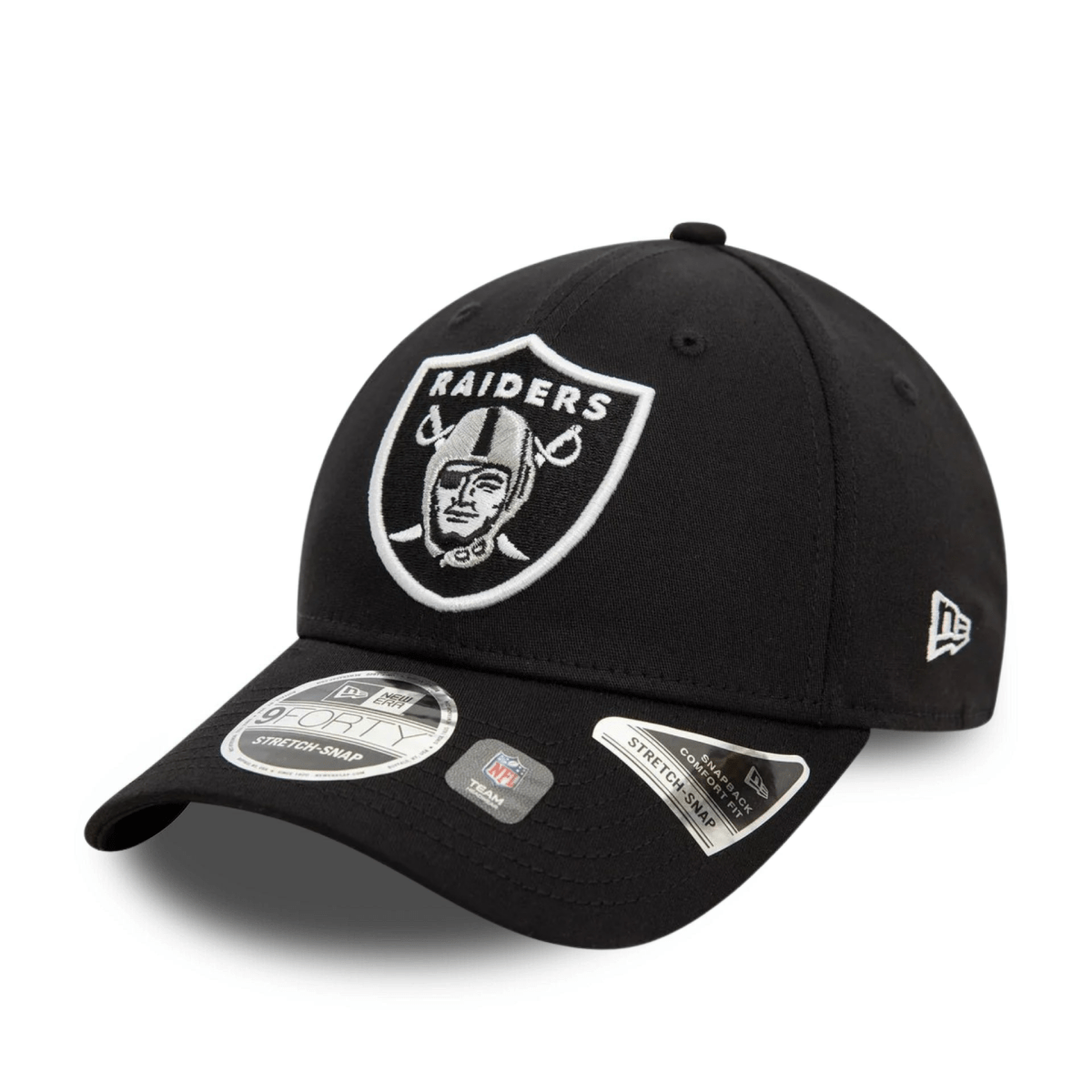 New Era Las Vegas Raiders NFL Black 9FORTY Stretch Snap Adjustable Cap
