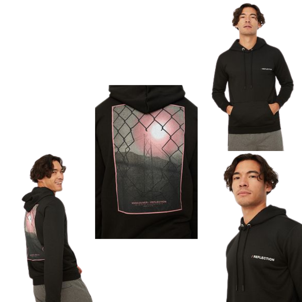 Black Hooded and Back Printed Regular Cut SWeatshirt - Hoodie - Cap On