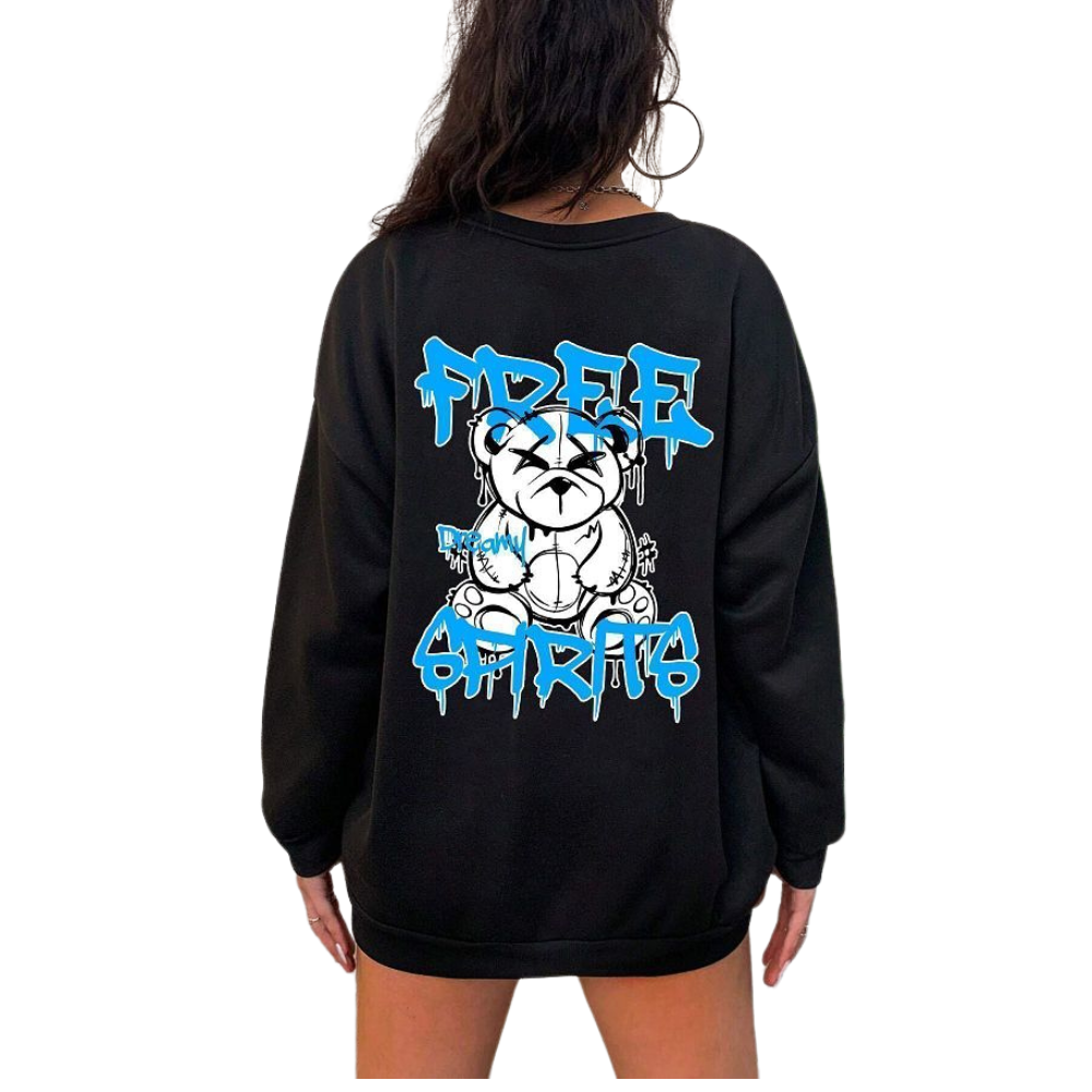 Hoodie Blue Bear Free spirit - Cap On