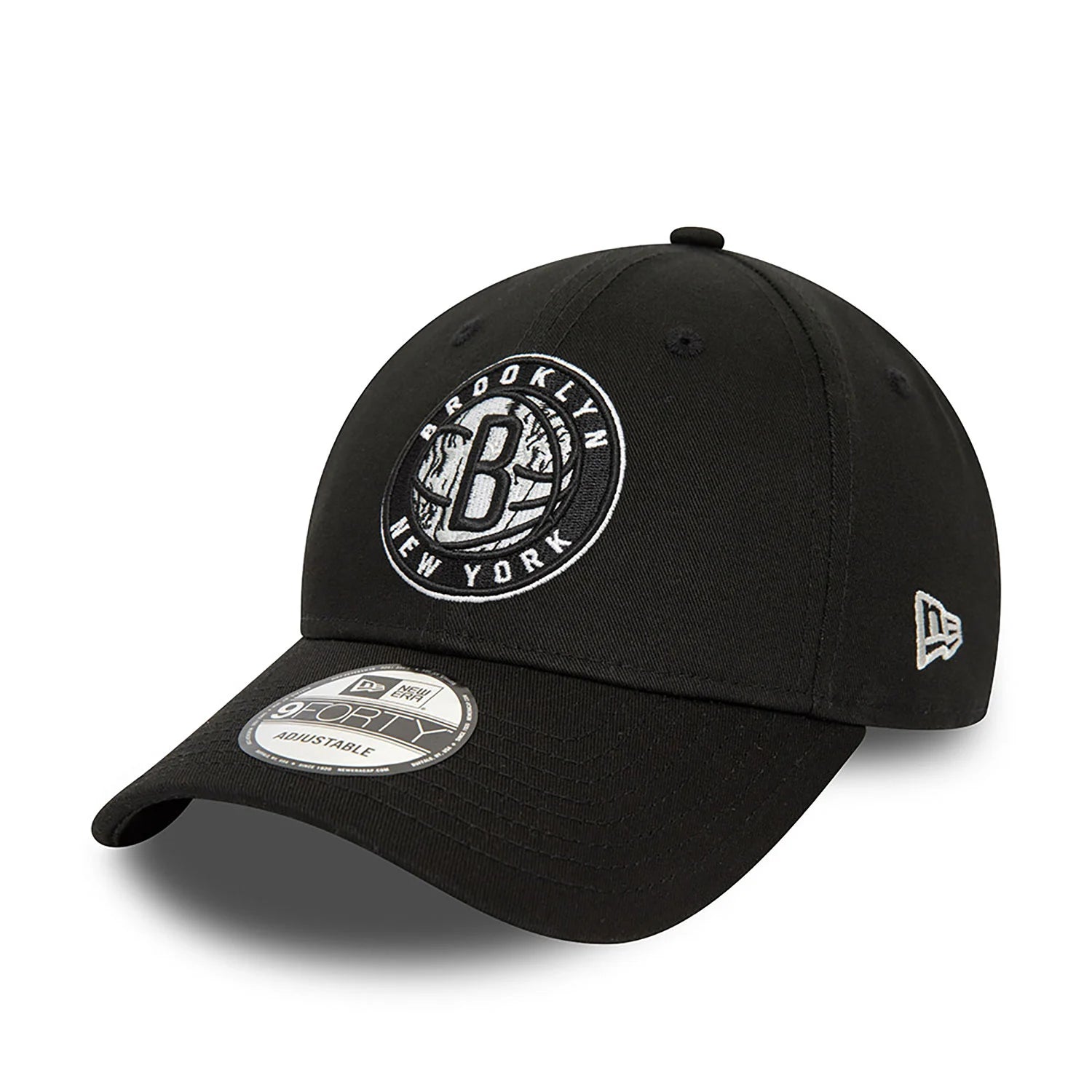 New Era Brooklyn Nets NBA Infill Black 9FORTY Adjustable Cap - Cap On