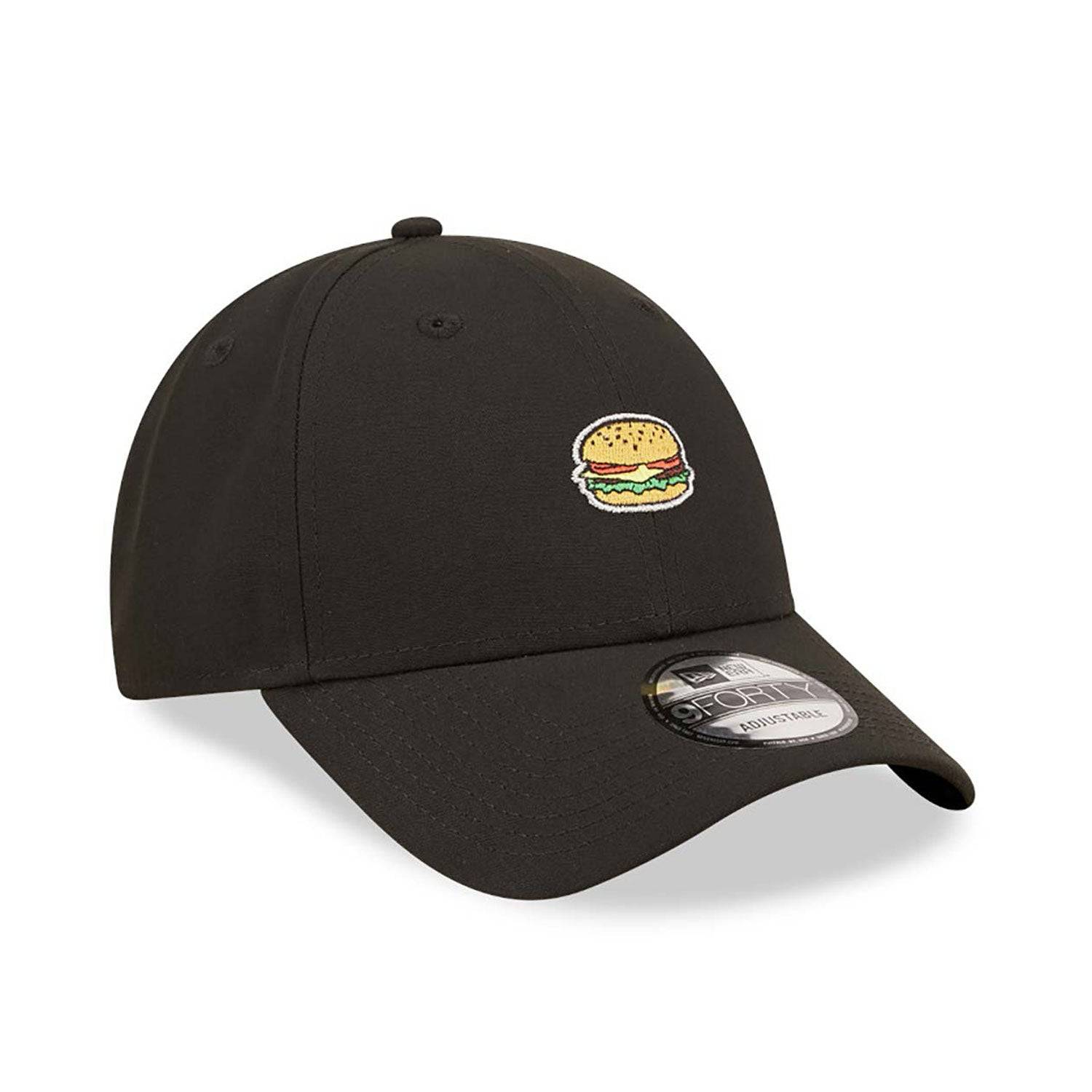 New Era Burger Food Black 9FORTY Adjustable Cap - Cap On