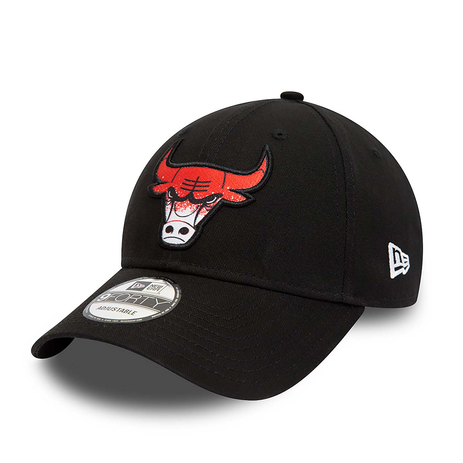 New Era Chicago Bulls Gradient Infill Black 9FORTY Adjustable Cap - Cap On