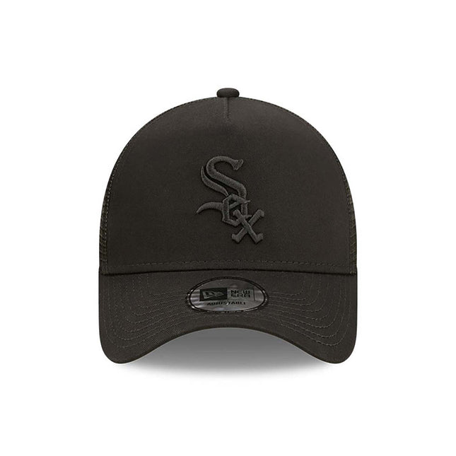 New Era Chicago White Sox Tonal Mesh Black A-Frame Trucker Cap - Cap On