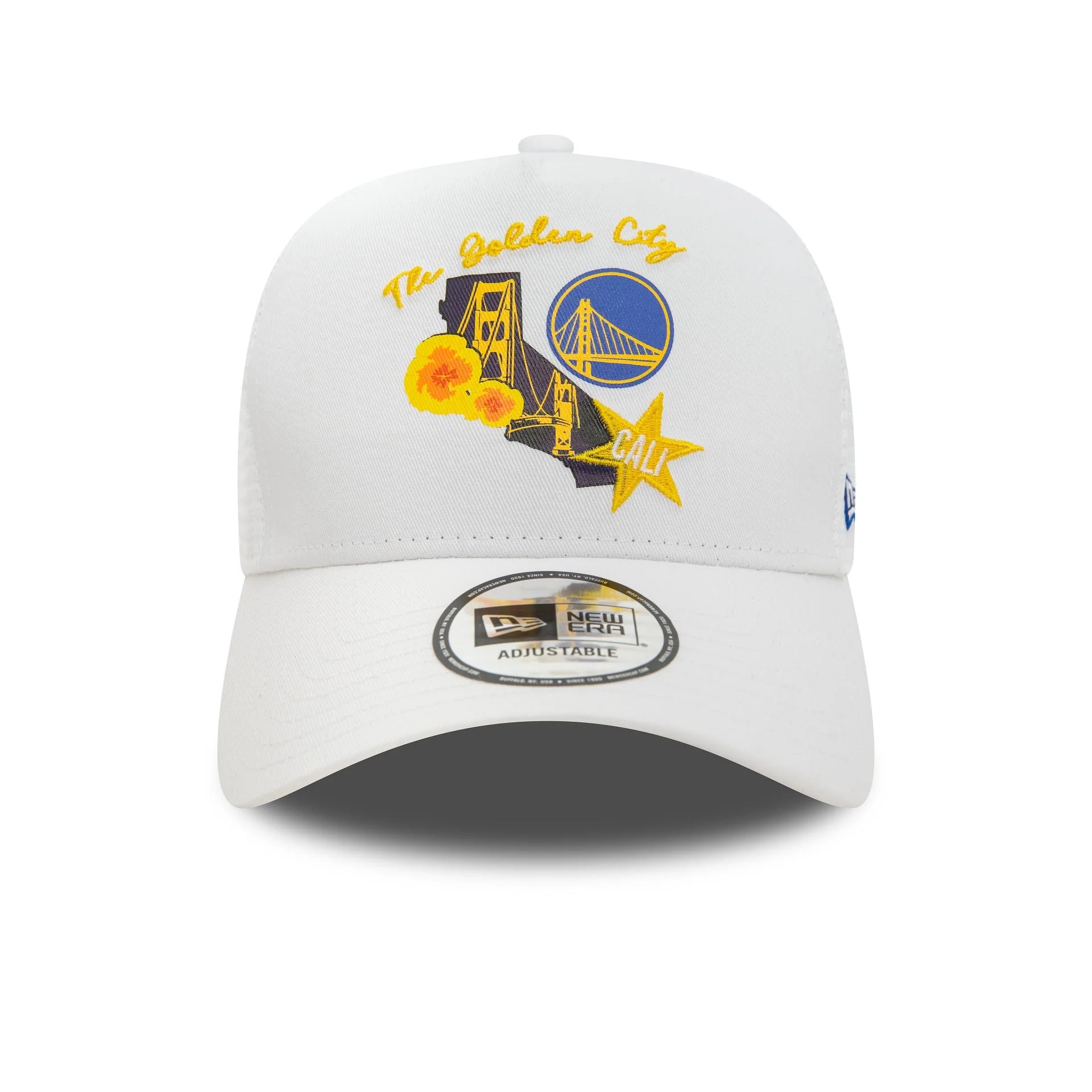 New Era Golden State Warriors NBA Team Logo White A-Frame Trucker Cap - Cap On
