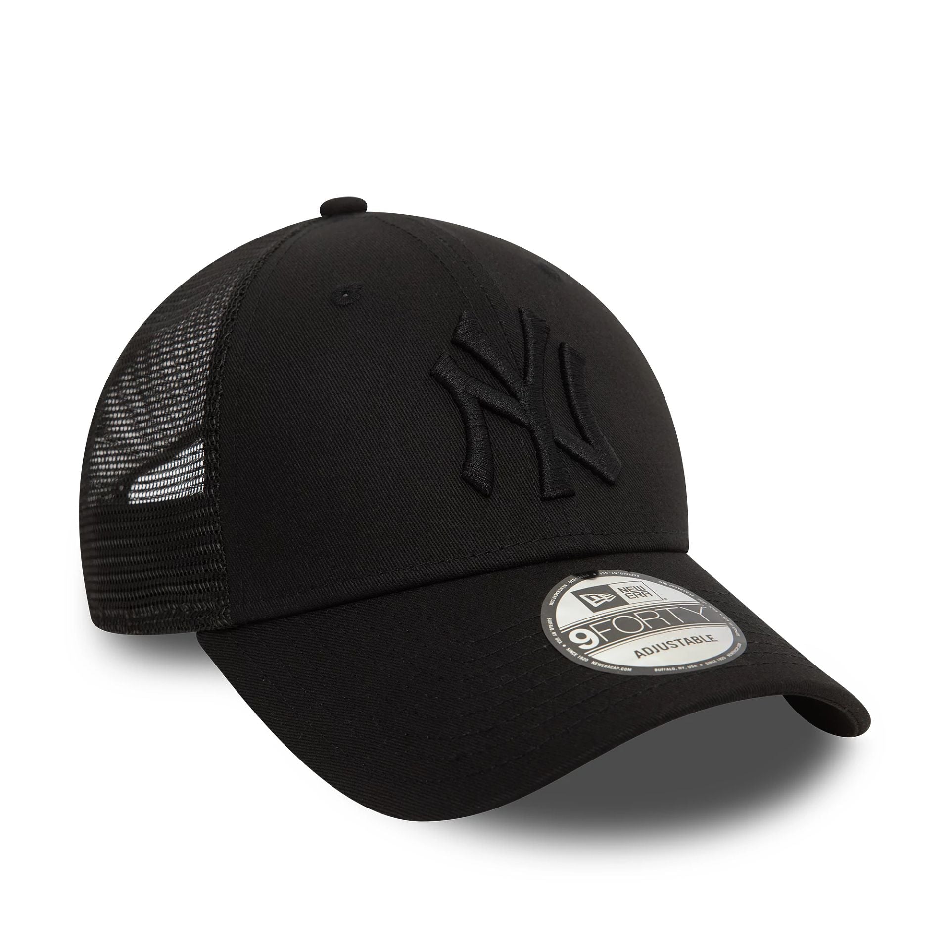 New Era New York Yankees Home Field Black 9FORTY A-Frame Trucker Adjustable Cap - Cap On