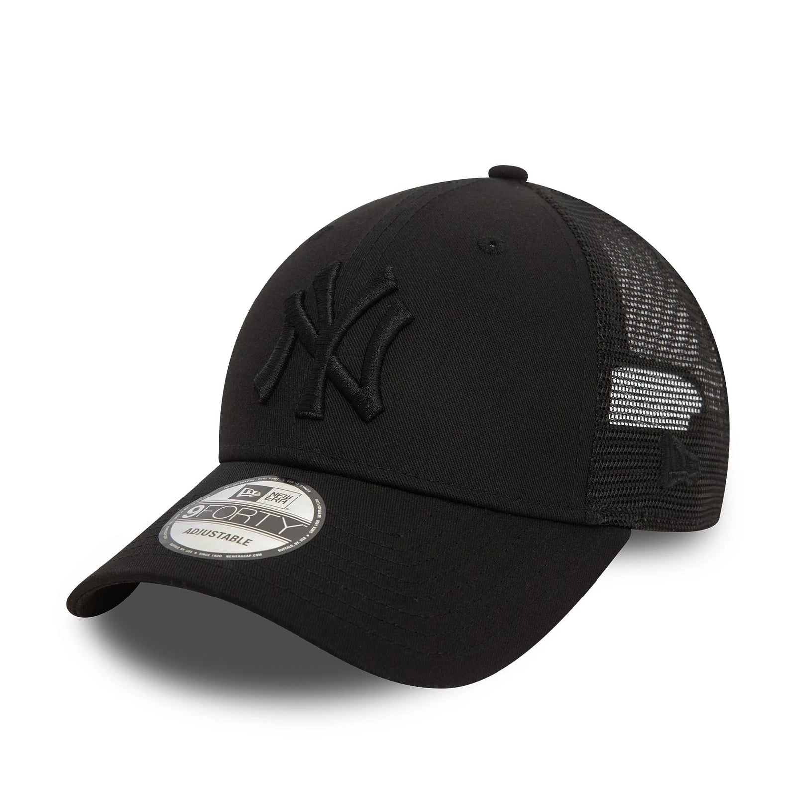 New Era New York Yankees Home Field Black 9FORTY A-Frame Trucker Adjustable Cap - Cap On