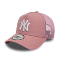 New Era New York Yankees League Essential Dark Pink 9FORTY A-Frame Trucker Adjustable Cap - Cap On