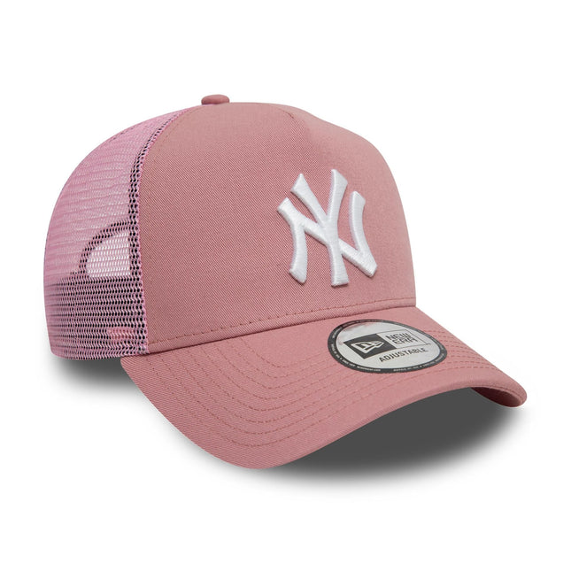 New Era New York Yankees League Essential Dark Pink 9FORTY A-Frame Trucker Adjustable Cap - Cap On