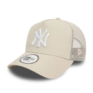 New Era New York Yankees League Essential Light Beige A-Frame Trucker Cap - Cap On