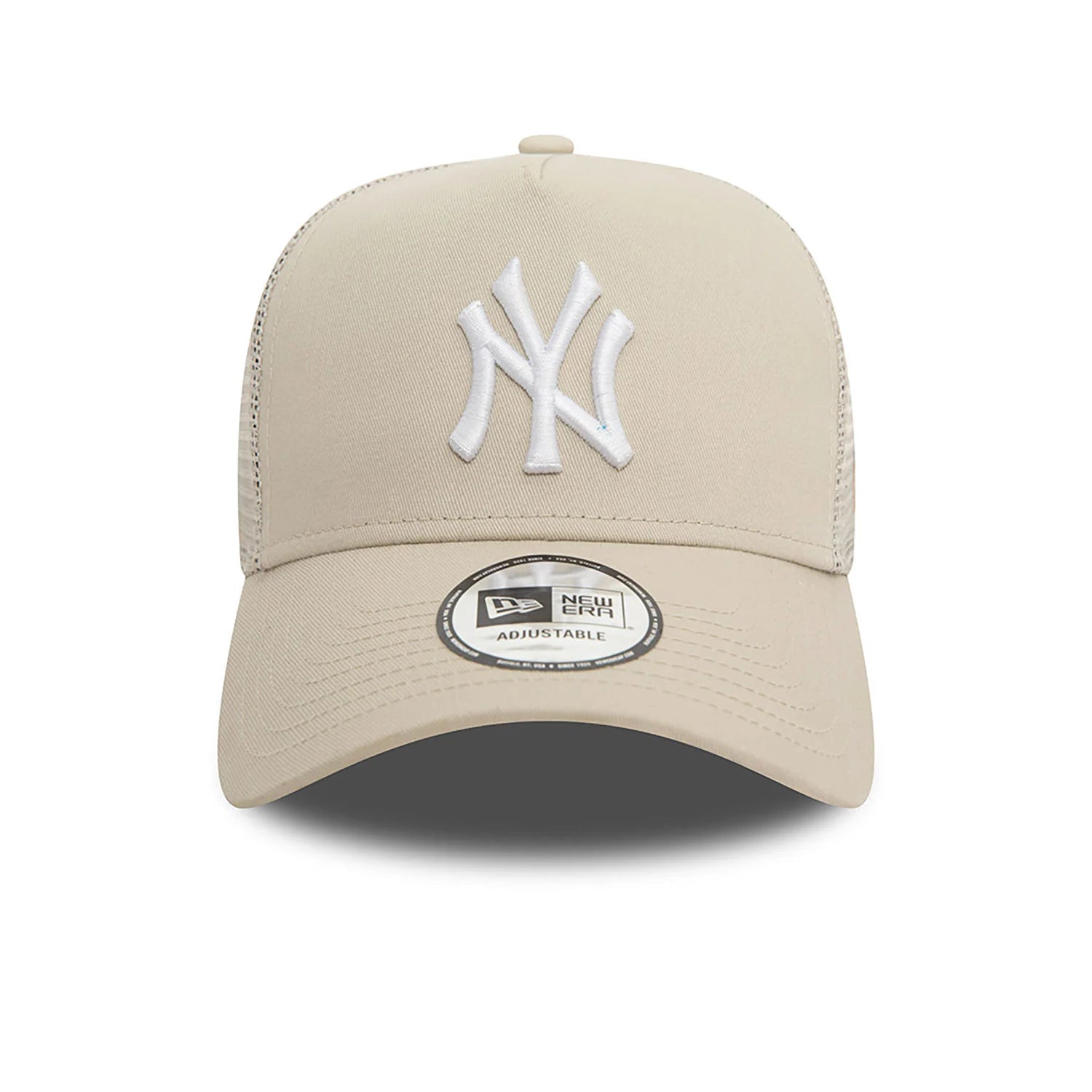 New Era New York Yankees League Essential Light Beige A-Frame Trucker Cap - Cap On