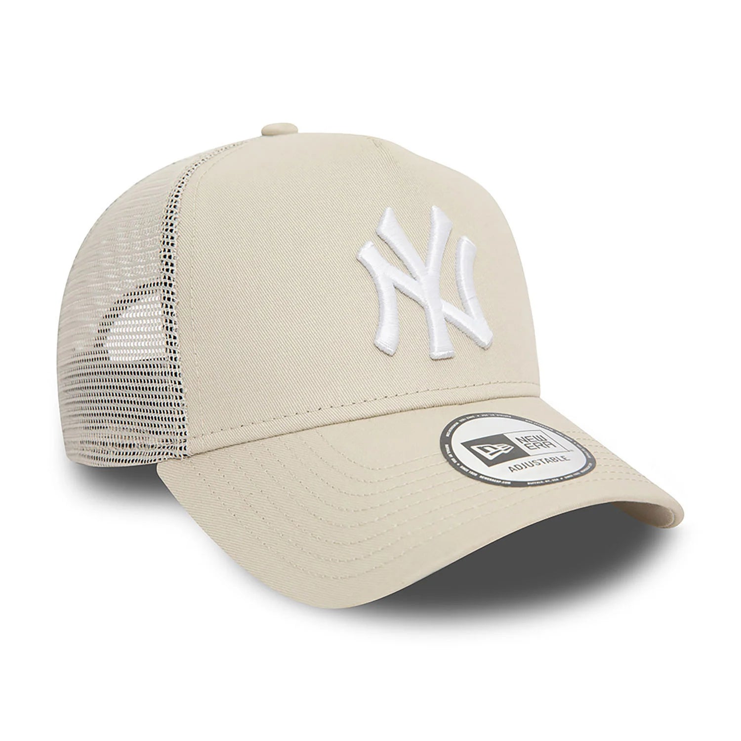 New Era New York Yankees League Essential Light Beige A-Frame Trucker Cap - Cap On