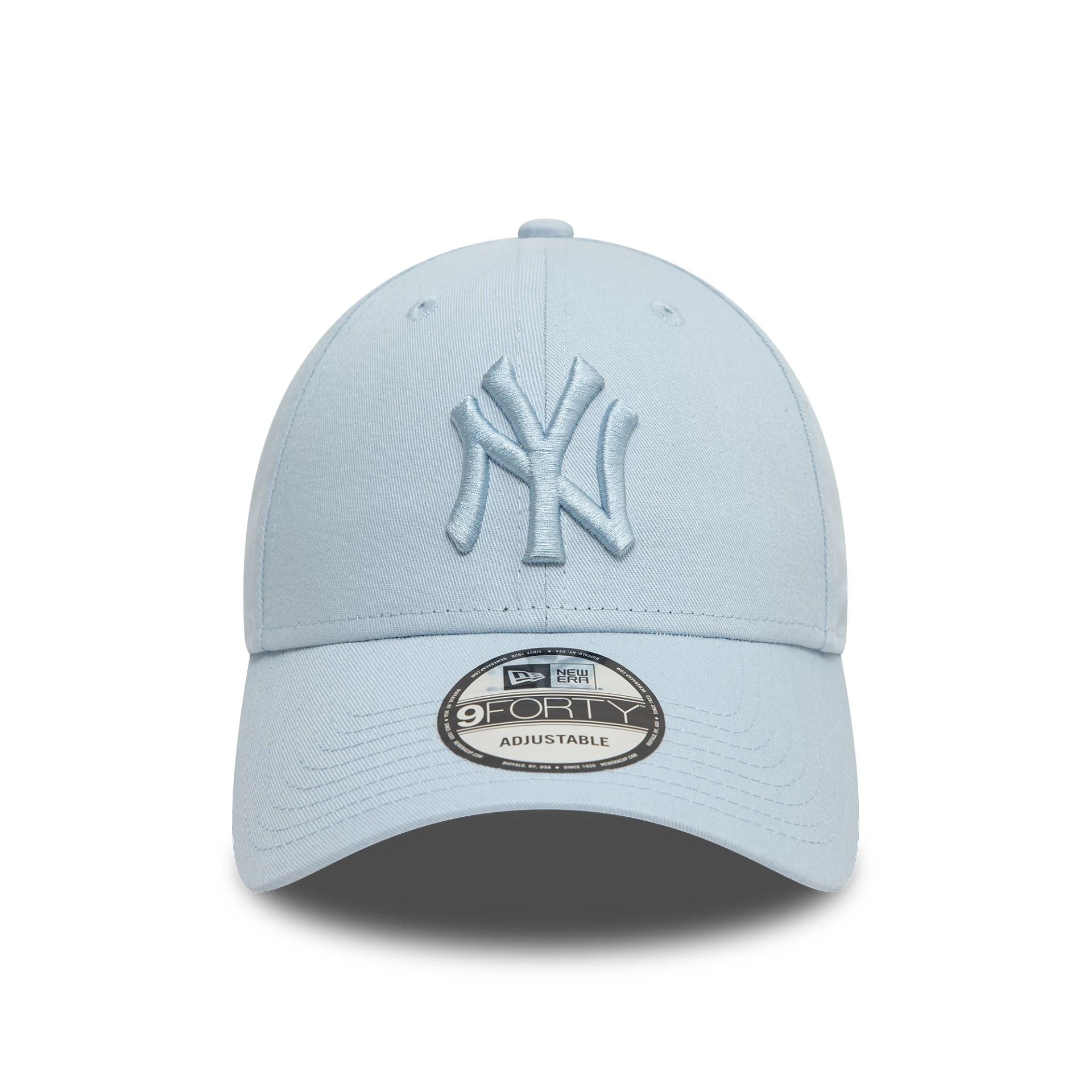 New Era New York Yankees League Essential Pastel Blue 9FORTY Adjustable Cap - Cap On