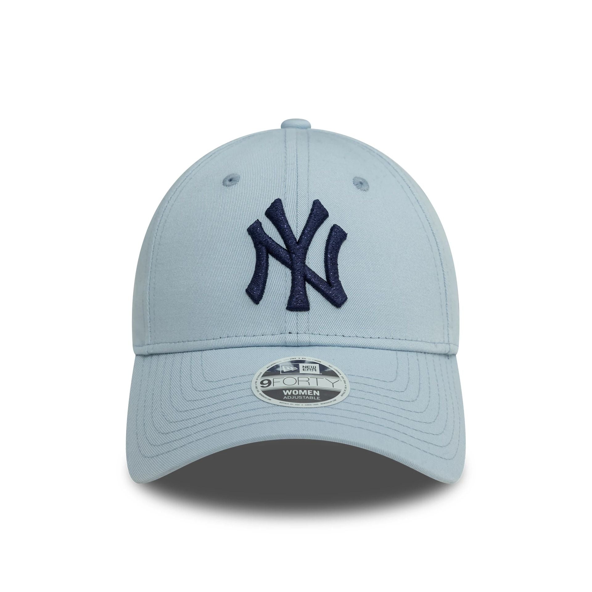 New Era New York Yankees Womens Metallic Pastel Blue 9FORTY Adjustable Cap - Cap On