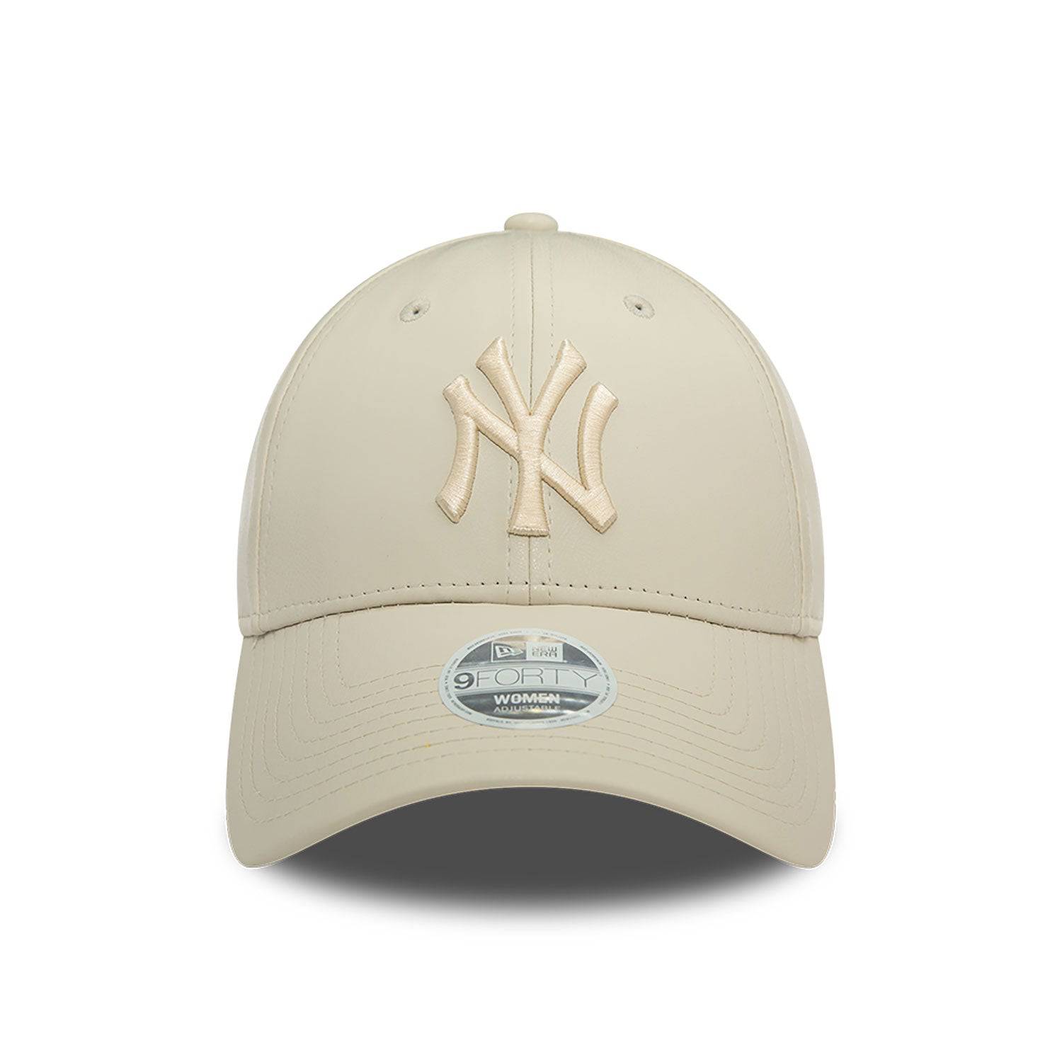 New Era New York Yankees Faux Leather Women Light Beige 9FORTY Adjustable Cap - Cap On