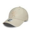 New Era New York Yankees Faux Leather Women Light Beige 9FORTY Adjustable Cap - Cap On