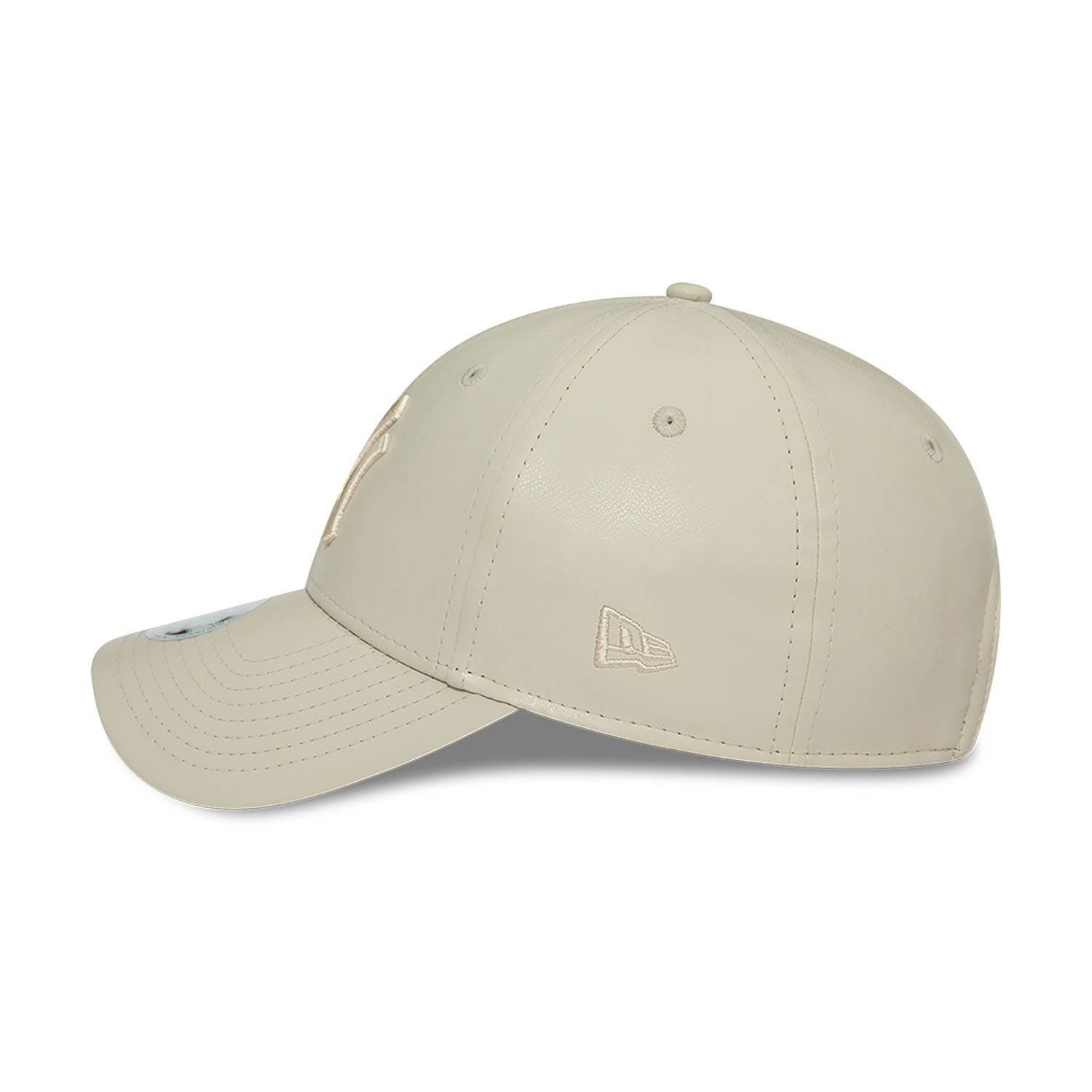 New Era New York Yankees Faux Leather Women Light Beige 9FORTY Adjustable Cap - Cap On