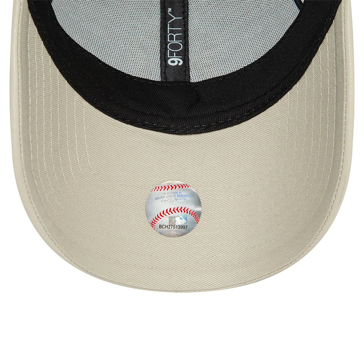 New Era New York Yankees Faux Leather Women Light Beige 9FORTY Adjustable Cap - Cap On