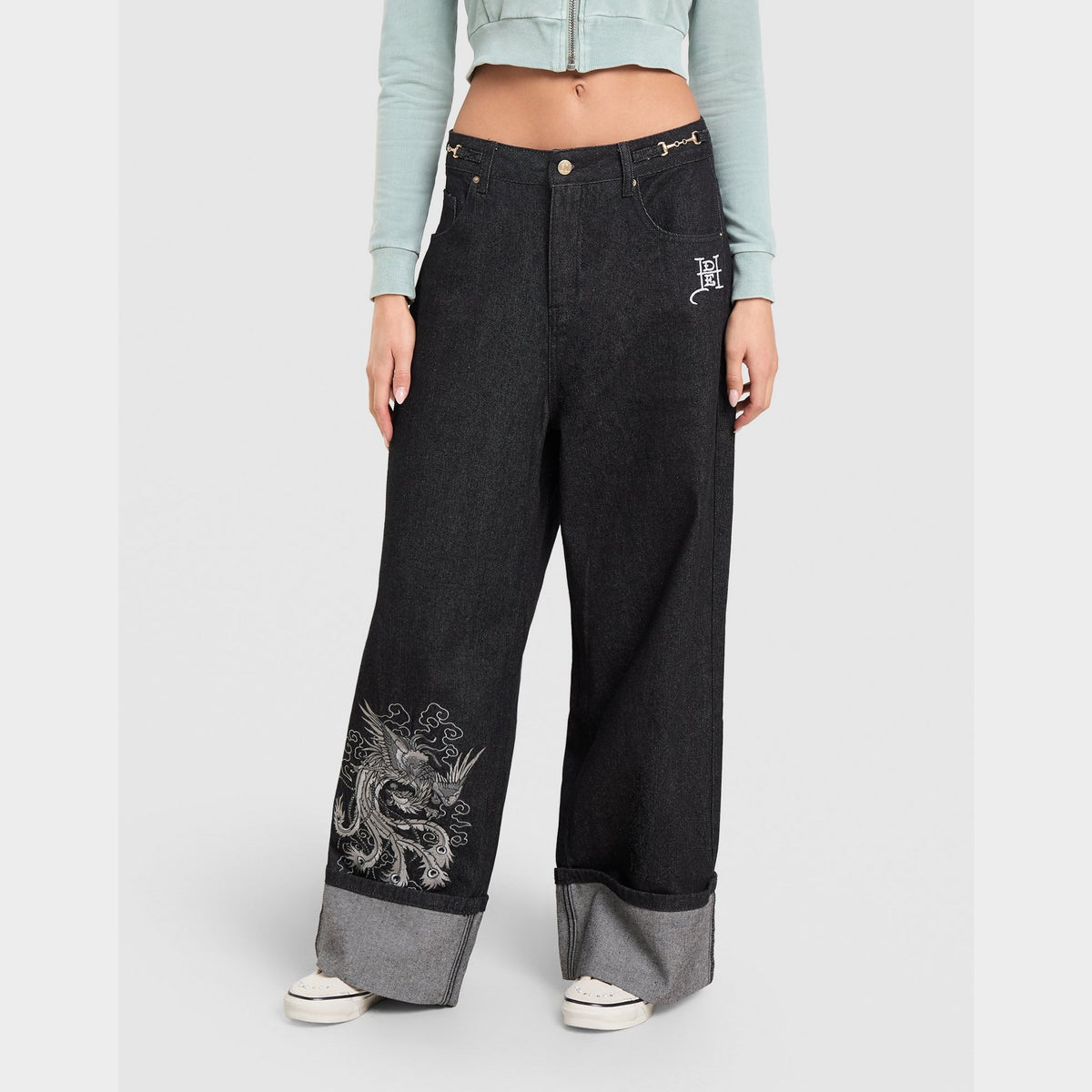 Ed Hardy Dragon Turn Up Jeans