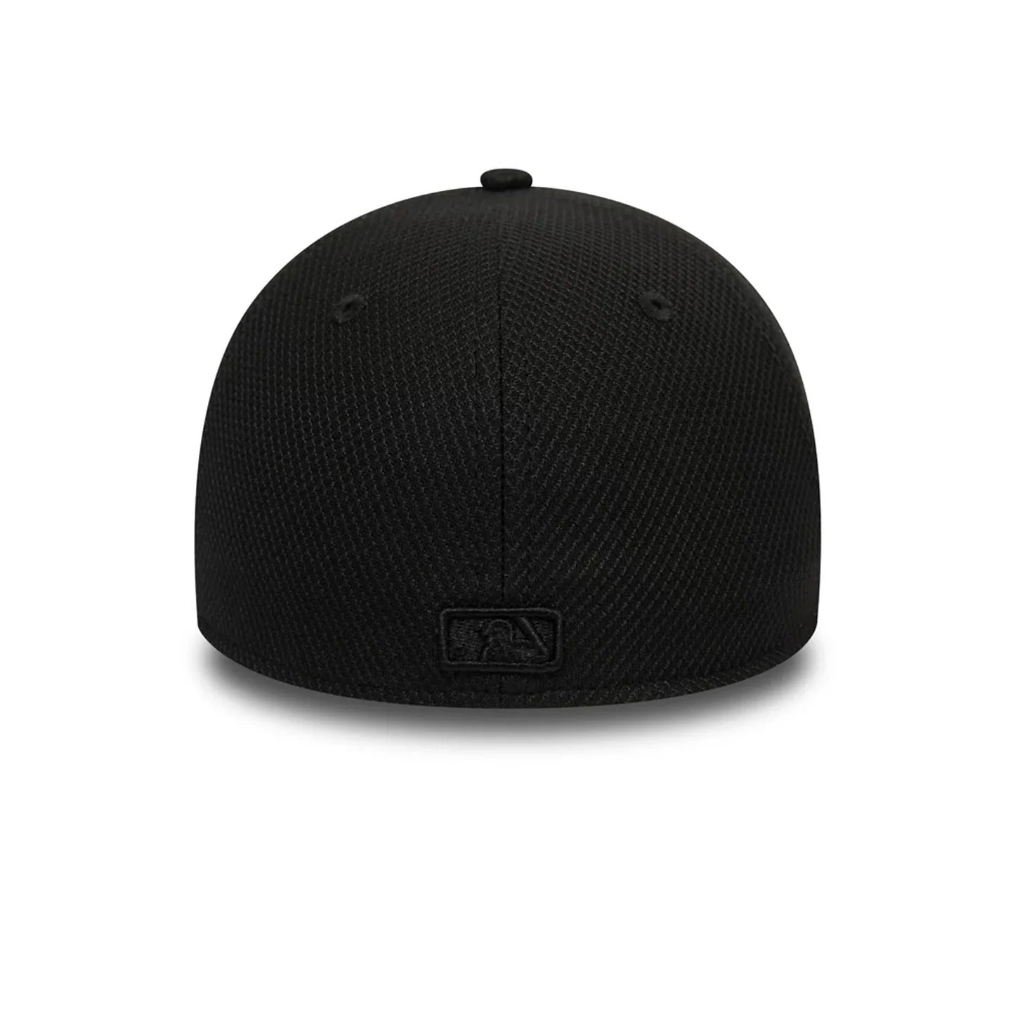 Black baseball cap with a brand logo on the back against a white background